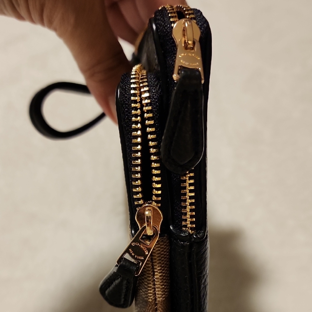 Coach Tan and Brown Signature Wristlet - Picture 4 of 7